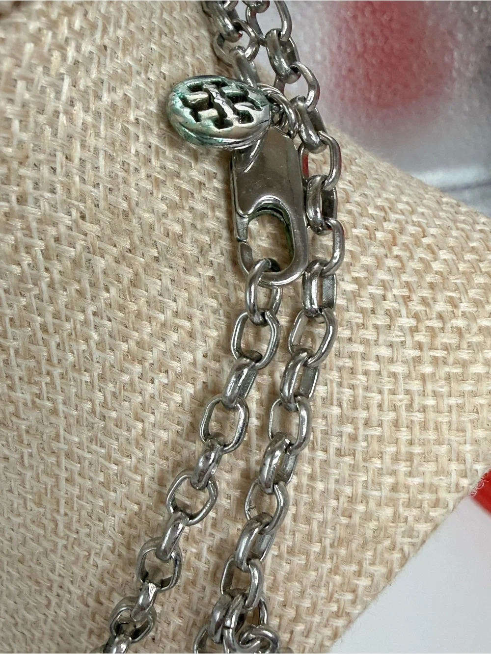 Tory Burch Mini Clover Logo Station Chain Necklace.